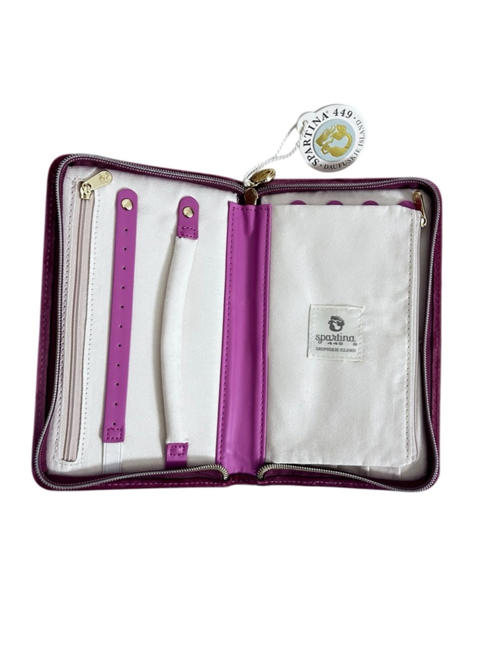 Spartina 449 Velvet Embroidered Jewelry Travel Case Pink Floral NWT - Picture 3 of 5